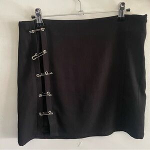 Black Safety Pin Detail Skirt